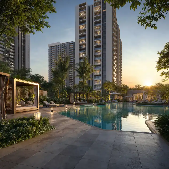 Lodha Hopefarm Whitefield swimming pool and deck visual Lodha Hopefarm Whitefield swimming pool and deck visual